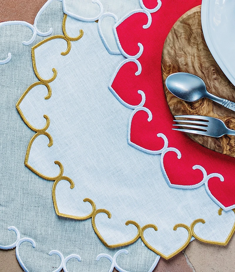 VIETRI Tessuti Round Placemats with Stitching, Set of 4