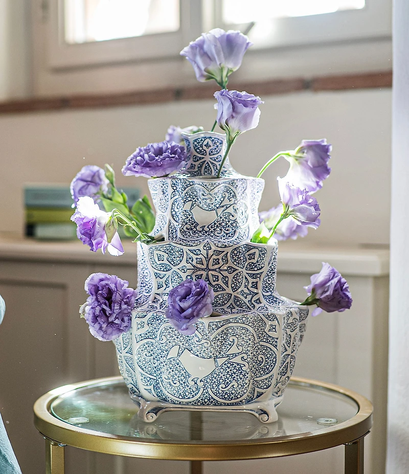 VIETRI Uccello Blu Collection Structural Tulipiere Vase