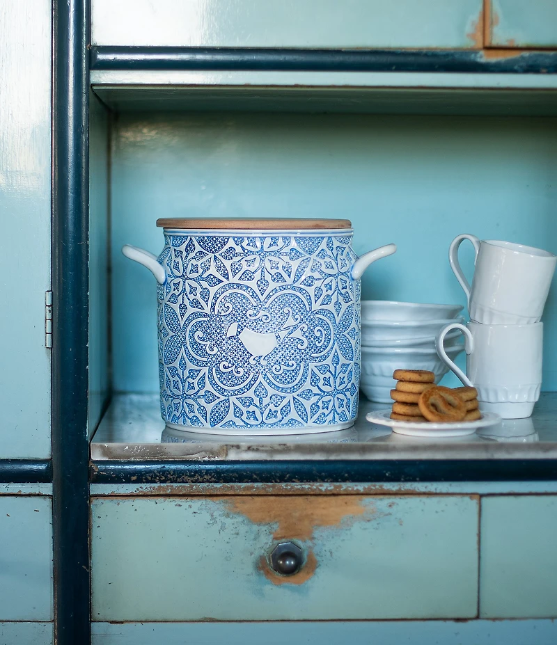 VIETRI Uccello Blue Biscotti Canister