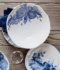 VIETRI Viva by VIETRI Blue Camellia Deep Serving Bowl