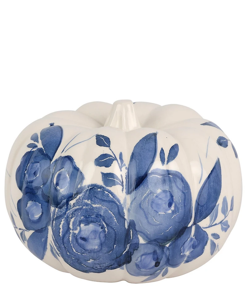 VIETRI Viva by VIETRI Blue Camellia Figural Pumpkin