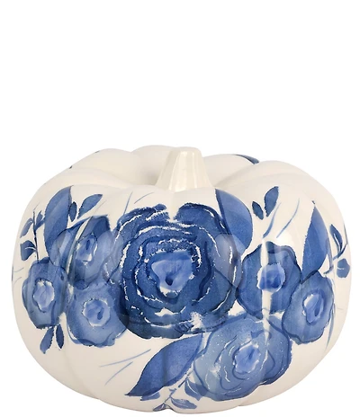 VIETRI Viva by VIETRI Blue Camellia Figural Pumpkin