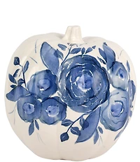 VIETRI Viva by VIETRI Blue Camellia Tall Figural Pumpkin