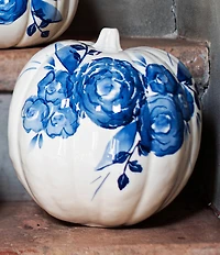 VIETRI Viva by VIETRI Blue Camellia Tall Figural Pumpkin