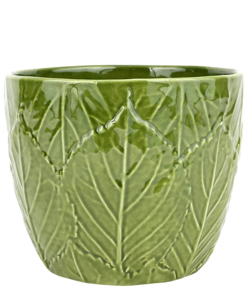 VIETRI Viva Garden Embossed Leaves Cachepot
