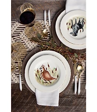 VIETRI Festive Fall Collection Wildlife Black Hunting Dog Dinner Plate