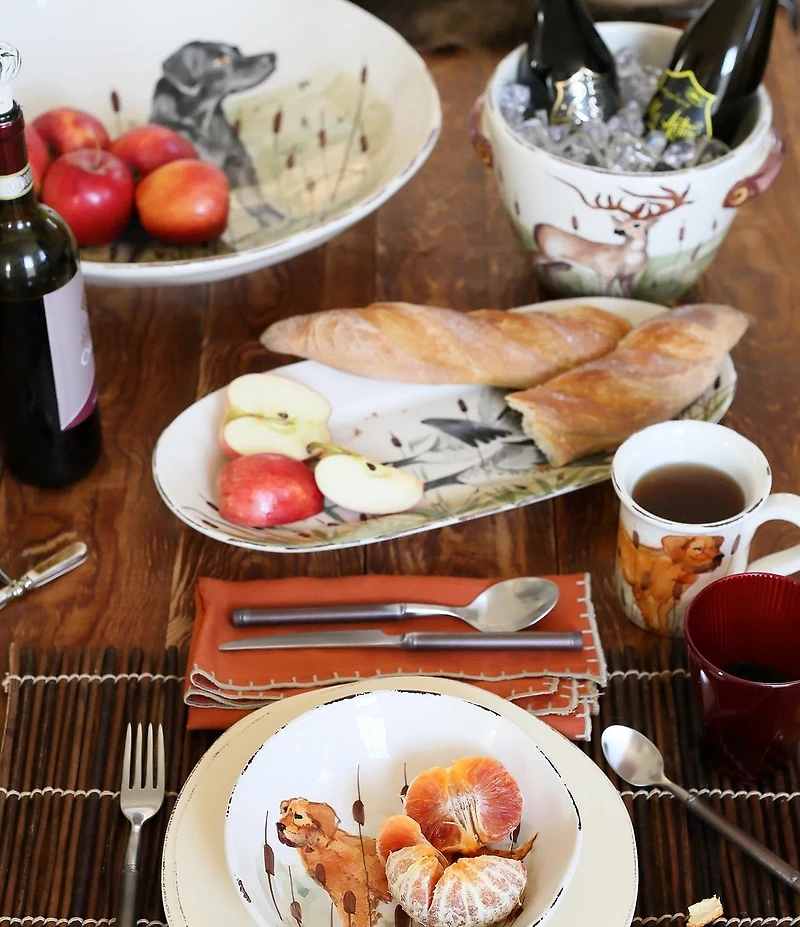 VIETRI Festive Fall Collection Wildlife Handled Deep Serving Bowl