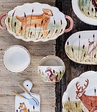 VIETRI Wildlife Hunting Dog Handled Oval Bowl