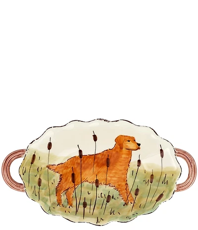 VIETRI Wildlife Hunting Dog Handled Oval Bowl