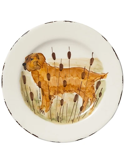 VIETRI Festive Fall Collection Wildlife Hunting Dog Salad Plate