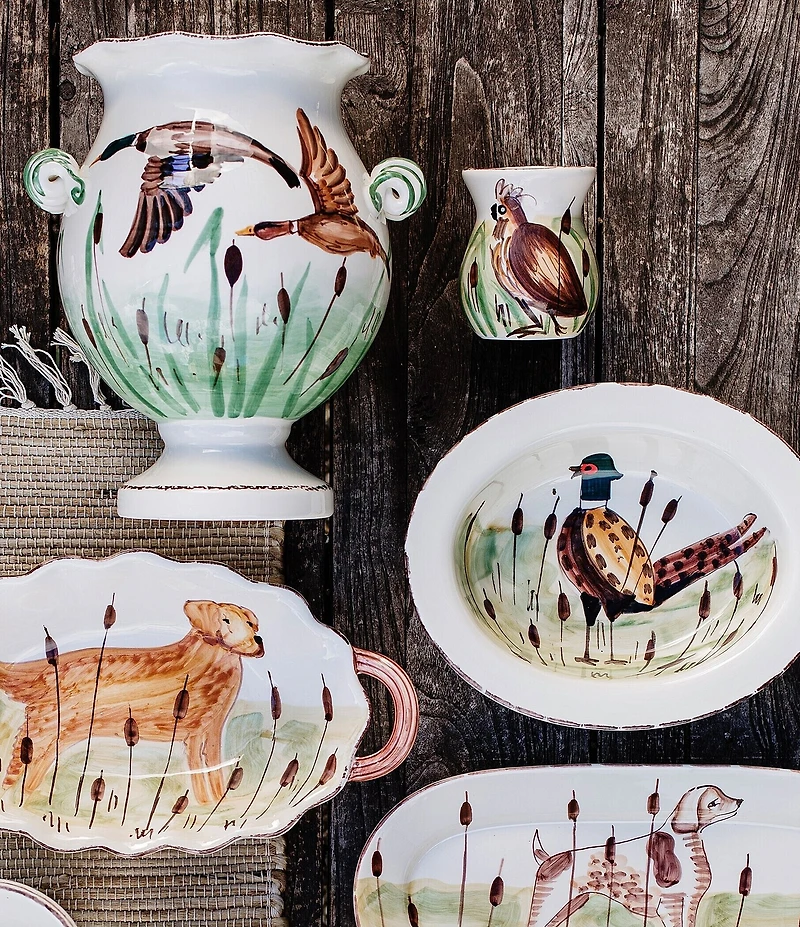 VIETRI Wildlife Mallard Handled Cachepot