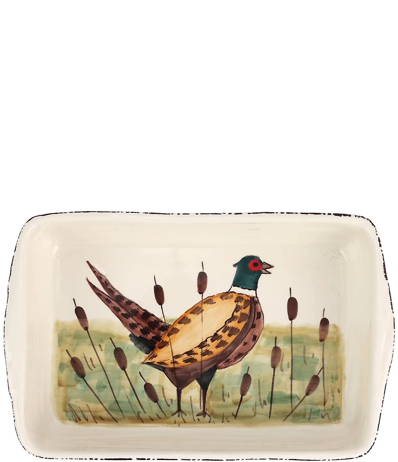 VIETRI Wildlife Pheasant Rectangular Baker