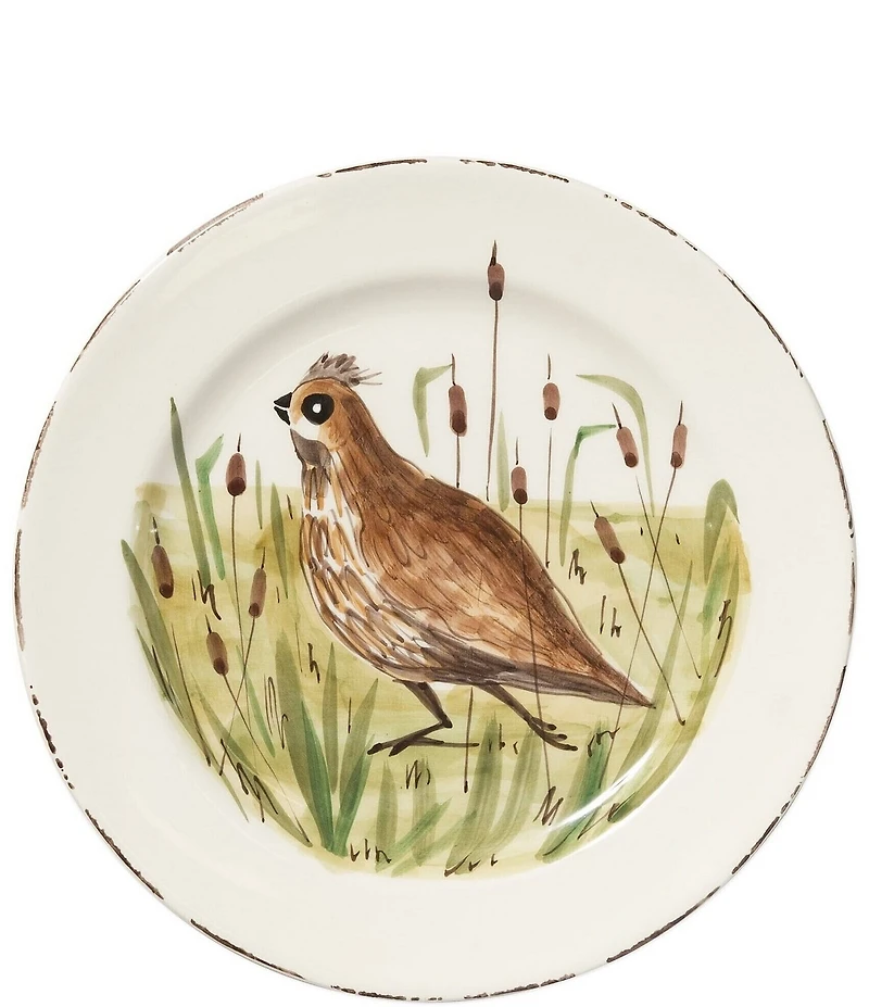 VIETRI Festive Fall Collection Wildlife Quail Dinner Plate