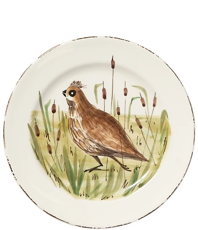 VIETRI Festive Fall Collection Wildlife Quail Dinner Plate