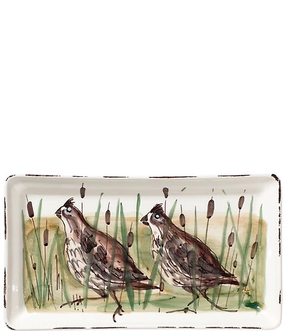 VIETRI Festive Fall Collection Wildlife Quail Rectangular Platter