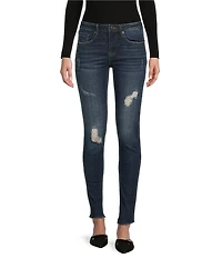 Vigoss Jagger Mid Rise Destructed Frayed Hem Skinny Jeans
