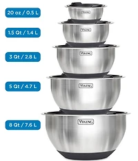 Viking 10-Piece Stainless Steel Mixing Bowl Set with Lids