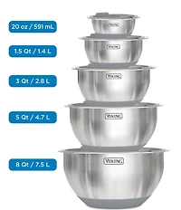 Viking 10-Piece Stainless Steel Mixing Bowl Set with Lids