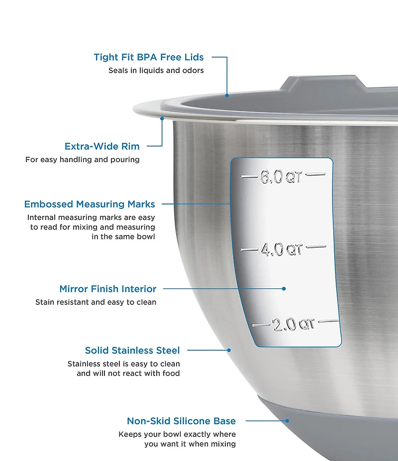 Viking 10-Piece Stainless Steel Mixing Bowl Set with Lids