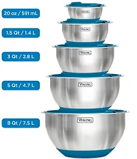 Viking 10-Piece Stainless Steel Mixing Bowl Set with Lids