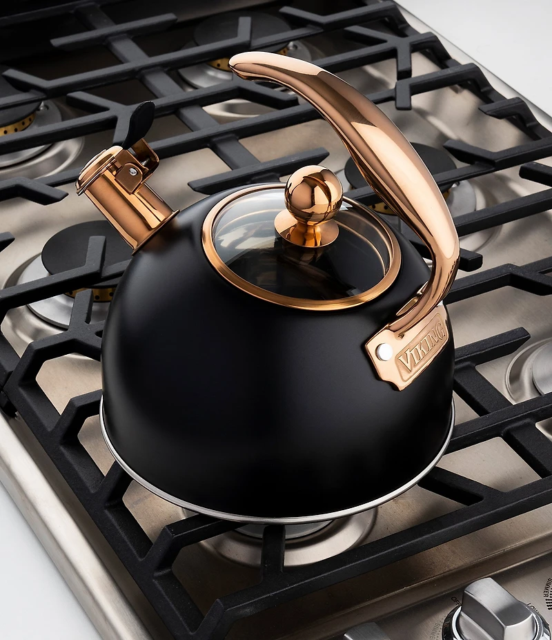 Viking 2.6-Quart Matte Black & Copper Stainless Steel Tea Kettle