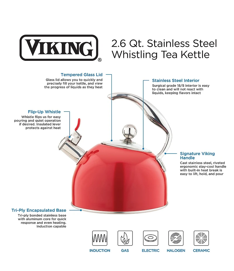 Viking 2.6-Quart Stainless Steel Tea Kettle