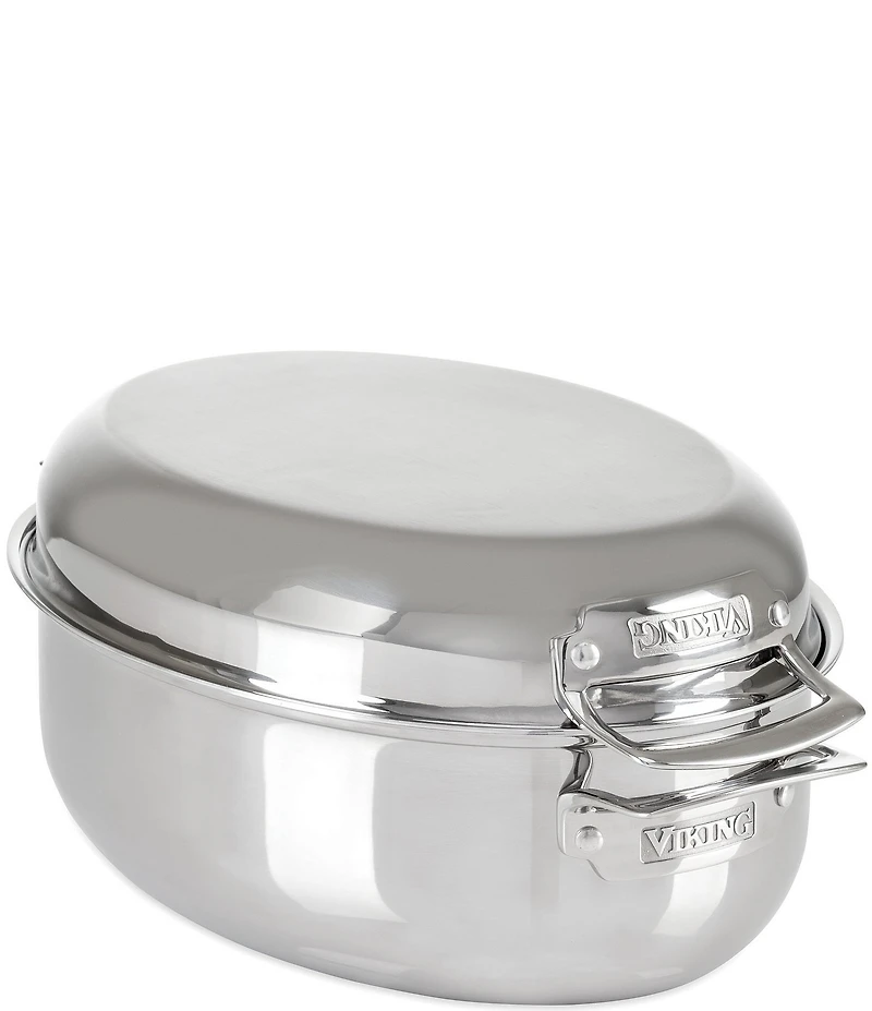 Viking 3-Ply Oval Roaster, 8.5-Quart with Metal Induction Lid & Rack