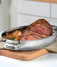 Viking 3-Ply Oval Roaster, 8.5-Quart with Metal Induction Lid & Rack