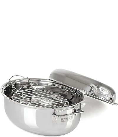Viking 3-Ply Oval Roaster, 8.5-Quart with Metal Induction Lid & Rack
