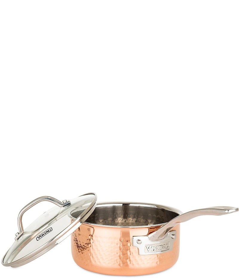 Viking 3-Ply Stainless Steel Copper Clad Hammered, 10 Piece Cookware Set