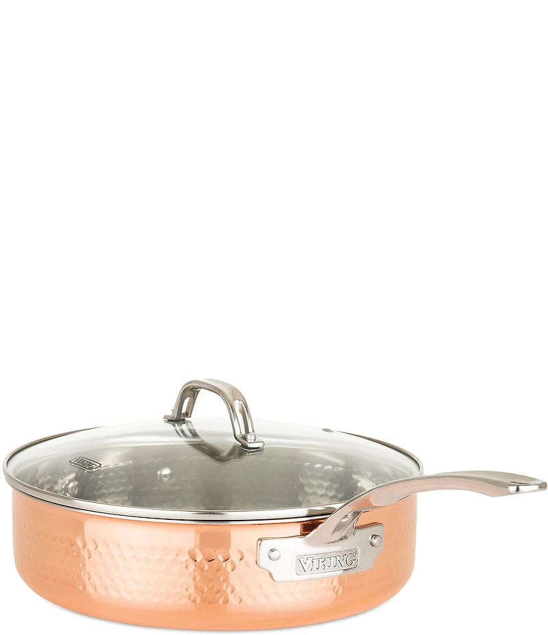 Viking 3-Ply Stainless Steel Copper Clad Hammered, 10 Piece Cookware Set