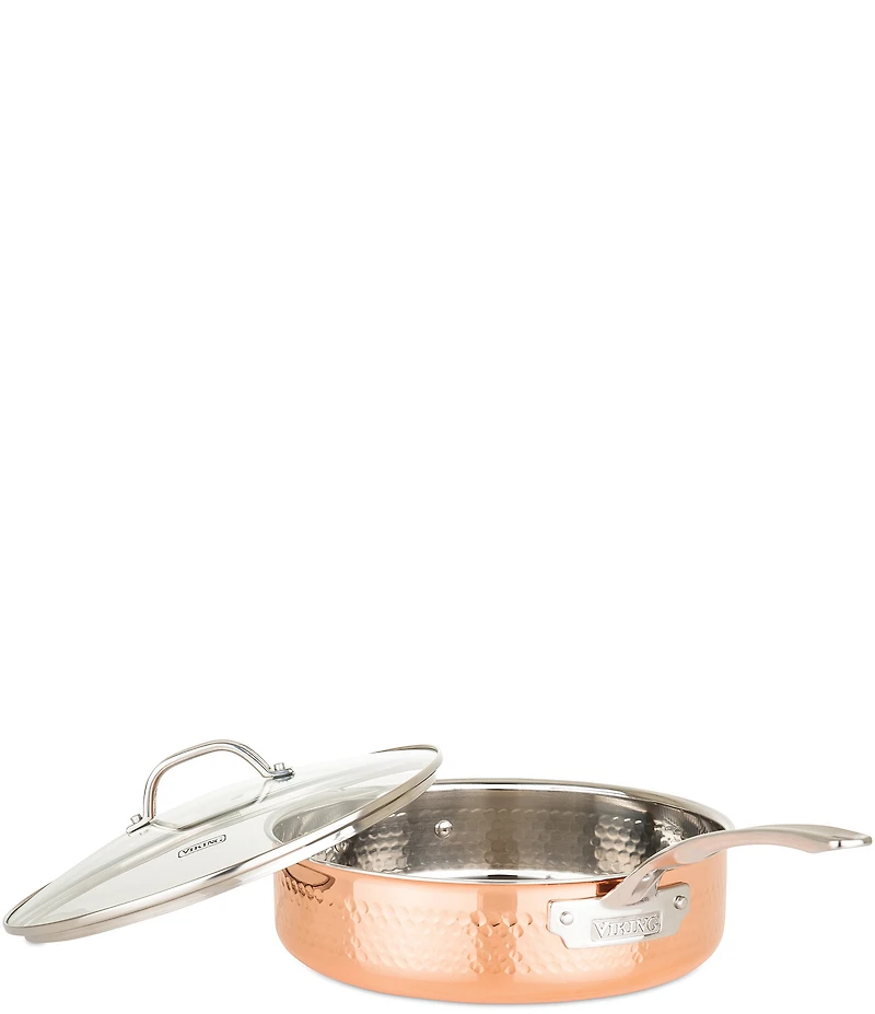 Viking 3-Ply Stainless Steel Copper Clad Hammered, 10 Piece Cookware Set