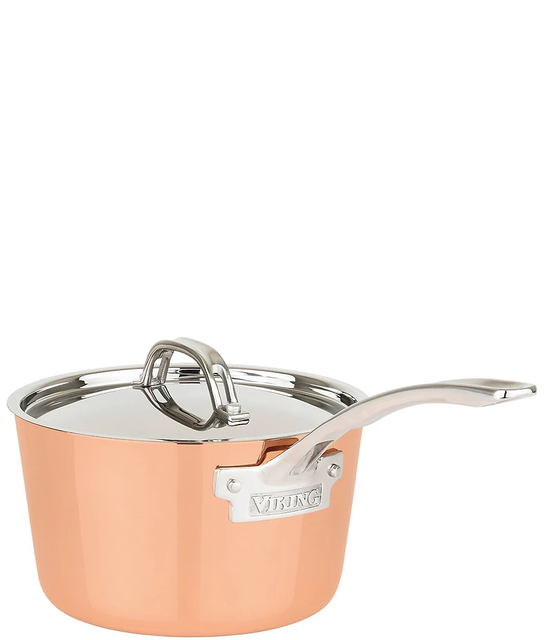 Viking Contemporary 4-Ply Copper Clad 9-Piece Cookware Set with Metal Lids