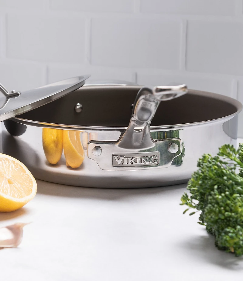Viking PureGlide Pro Collection 3-Ply Nonstick 4.5 Qt. Saute Pan with Helper Handle and Lid