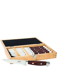 Viking Steakhouse Pakka Wood 6-Piece Black Steak Knife Set with Commemorative Box