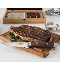 Viking Steakhouse Pakka Wood 6-Piece Black Steak Knife Set with Commemorative Box