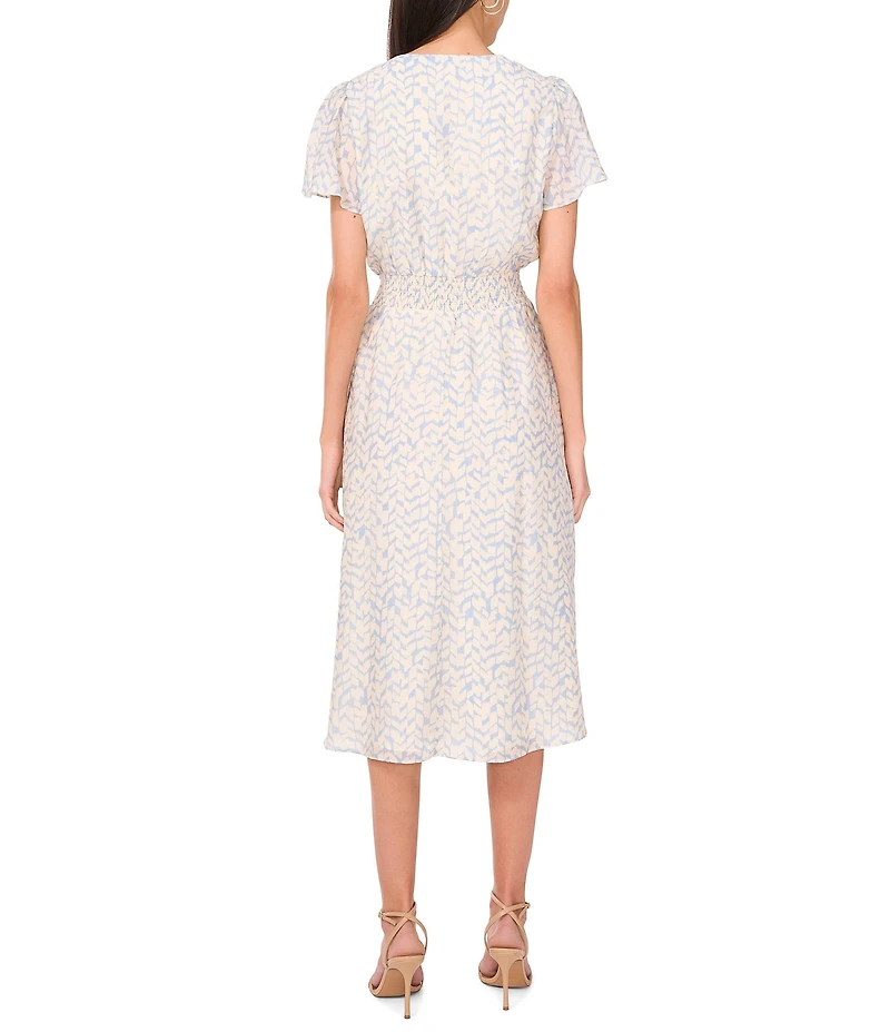 Vince Camuto V-Neckline Short Flutter Sleeve Midi Dress