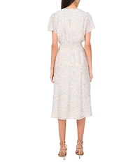 Vince Camuto V-Neckline Short Flutter Sleeve Midi Dress