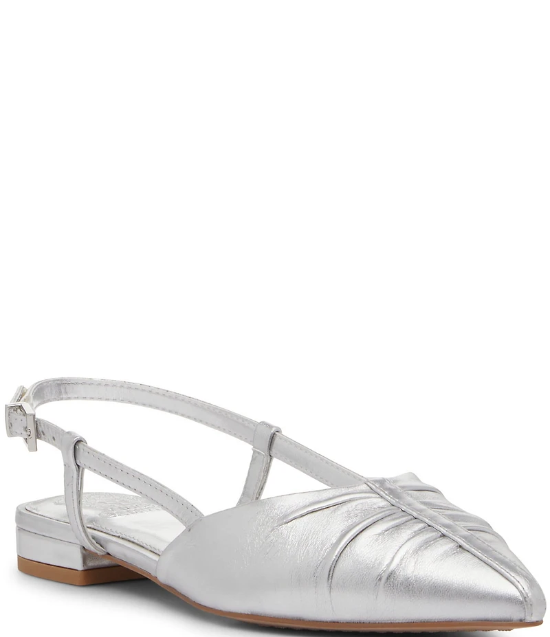 Vince Camuto Agnes Leather Bunched Toe Slingback Flats