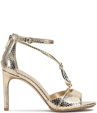 Vince Camuto Alinna Strappy Embossed Metallic Leather O-Ring Dress Sandals