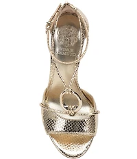 Vince Camuto Alinna Strappy Embossed Metallic Leather O-Ring Dress Sandals