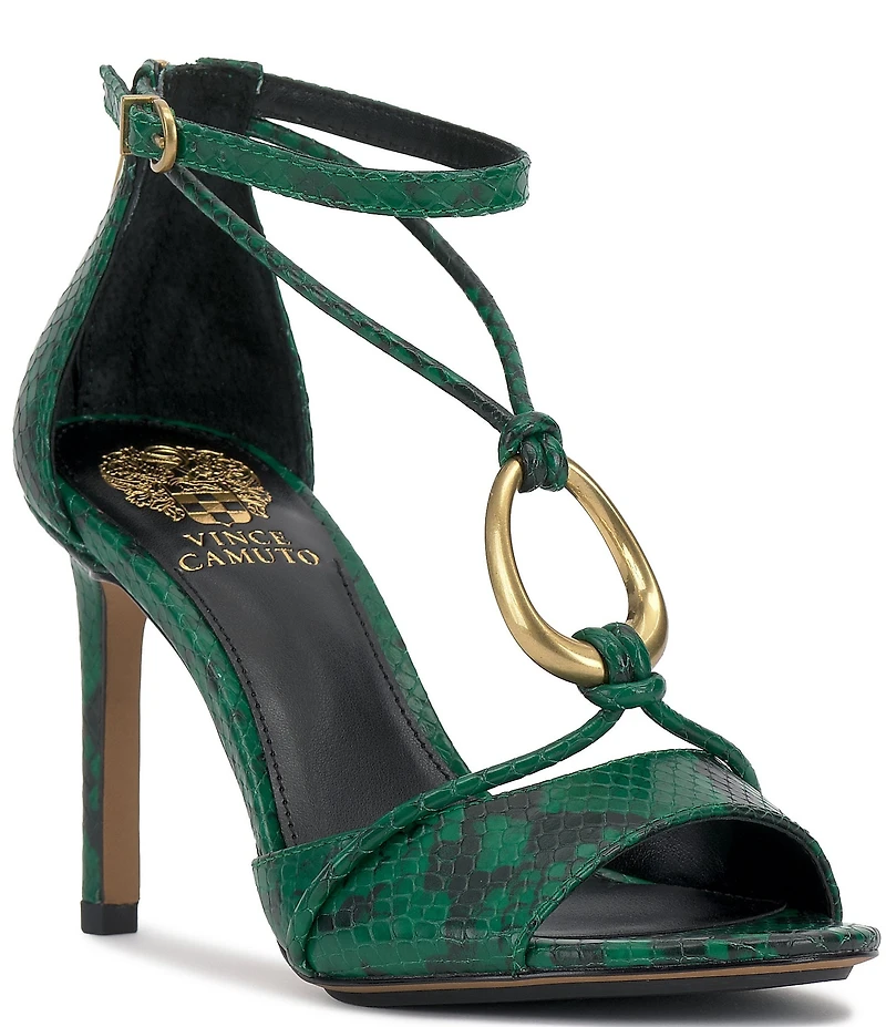 Vince Camuto Alinna Strappy Snake Print Leather O-Ring Dress Sandals