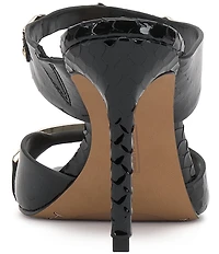 Vince Camuto Ambra Embossed Patent Leather Double Link Hardware High Heel Dress Slide Sandals