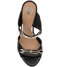 Vince Camuto Ambra Embossed Patent Leather Double Link Hardware High Heel Dress Slide Sandals