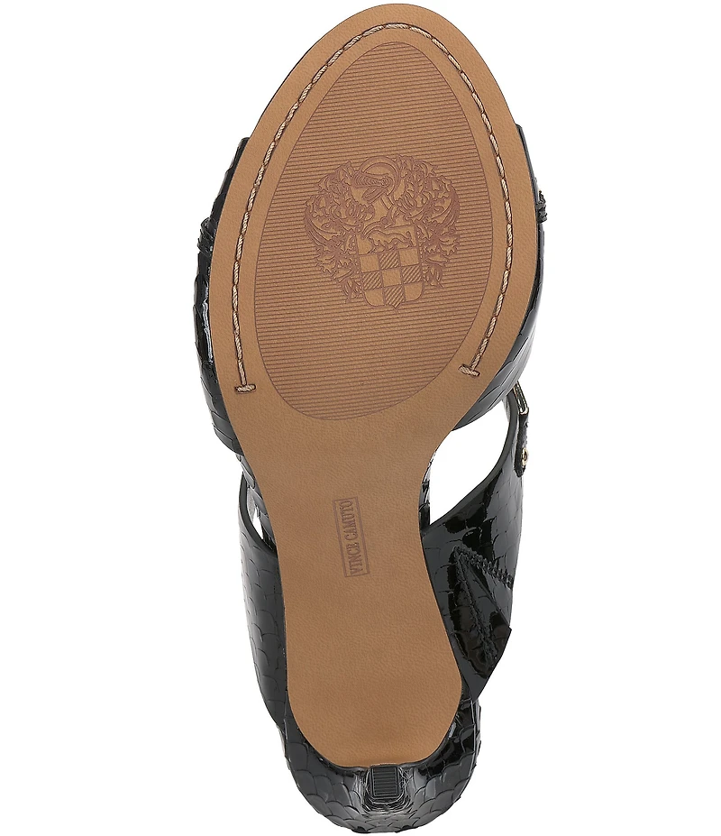 Vince Camuto Ambra Embossed Patent Leather Double Link Hardware High Heel Dress Slide Sandals