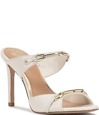Vince Camuto Ambra Leather Double Link Hardware High Heel Dress Slide Sandals