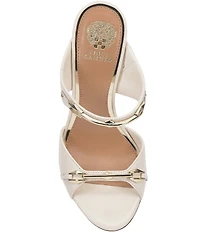 Vince Camuto Ambra Leather Double Link Hardware High Heel Dress Slide Sandals