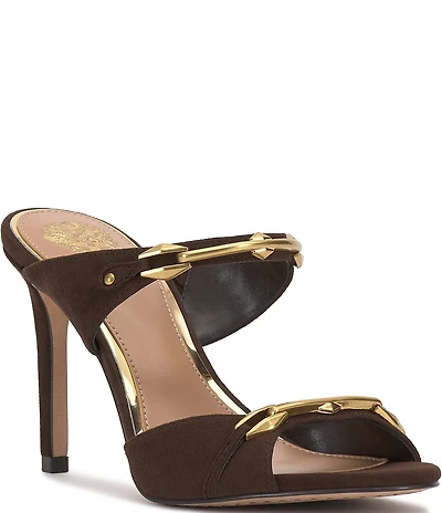 Vince Camuto Ambra Suede Double Link Hardware High Heel Dress Slide Sandals
