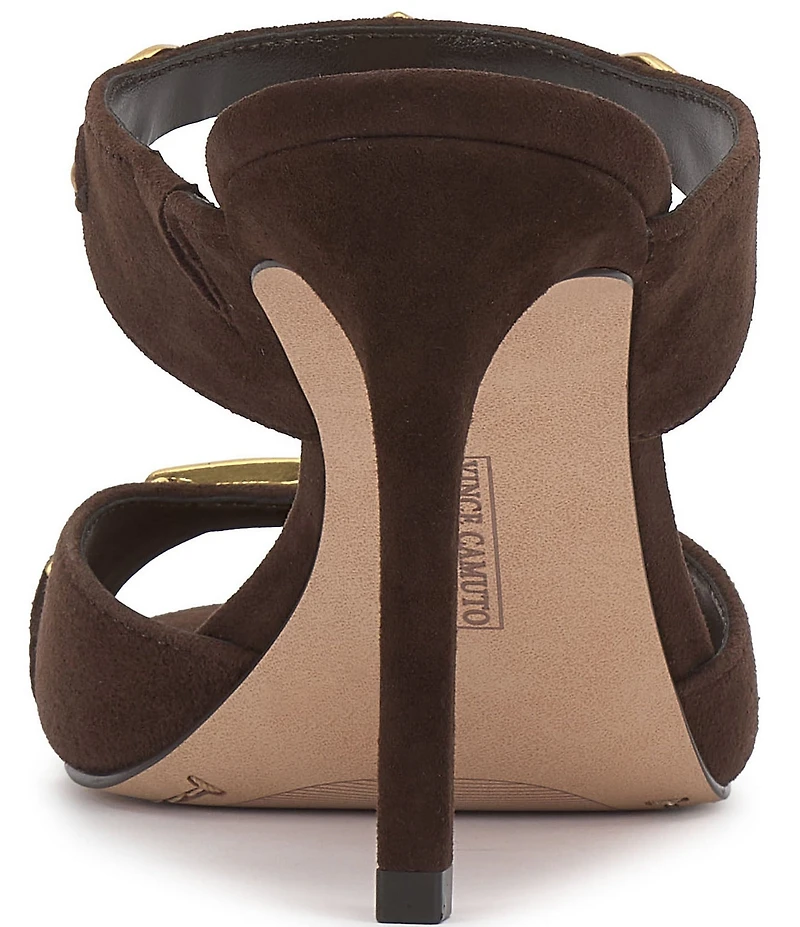 Vince Camuto Ambra Suede Double Link Hardware High Heel Dress Slide Sandals