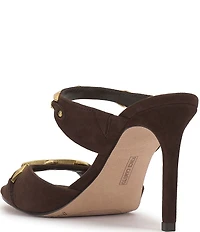 Vince Camuto Ambra Suede Double Link Hardware High Heel Dress Slide Sandals